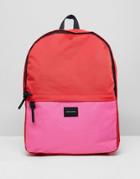 Asos Design Backpack In Pink And Red Color Block - Red