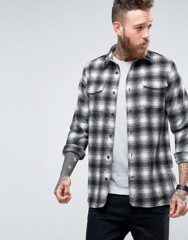 Hoxton Shirt Company Slim Shirt In Heavy Check - Gray