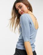 Oasis Scallop Scoop Back Knitted Sweater In Blue-blues