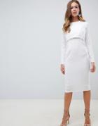 Asos Design Midi Dress With Boned Corset-white