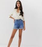 Asos Design Tall Denim Ritson Mom Shorts-blue