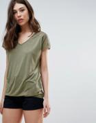 B.young Short Sleeve T-shirt With Lace Back - Green