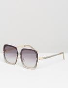 Asos Oversized 70s Sunglasses With Glitter Nose Bridge And Underframe - Black