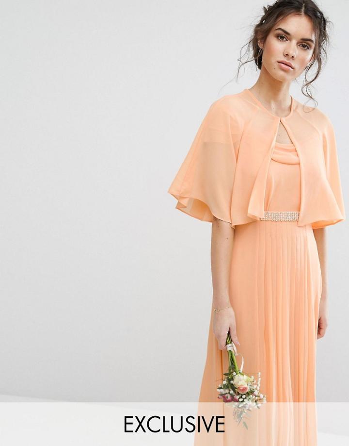 Tfnc Wedding Chiffon Cape Cover Up - Orange