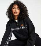 Ellesse Plus Quarter Zip Pullover With Taping In Black