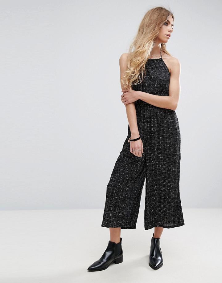 Rock & Religion Print Culotte Jumpsuit - Black