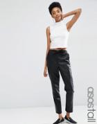 Asos Tall Leather Look Joggers With Tie - Black