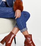 Asos Design Wide Fit Revival Round Toe Block Heel Boots In Tan-brown