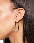 Designb London Oversized Heart Hoop Earrings In Gold Pave