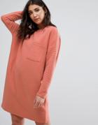 Missguided Orange Ribbed Pocket Sweater Dress - Pink