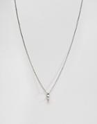 Asos Necklace With Ring Pendant In Burnished Silver - Silver