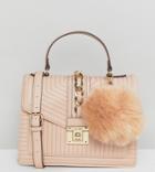 Aldo Blush Tote Bag With Top Handle And Chain Detail - Beige