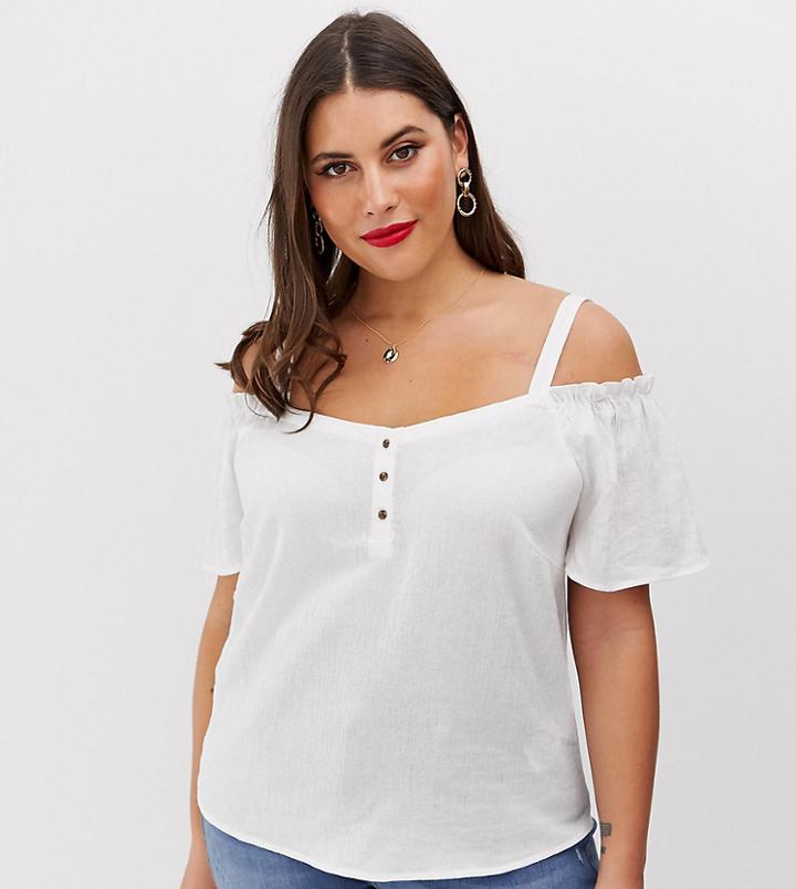 Vero Moda Curve Cold Shoulder Blouse - White