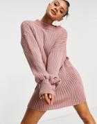 I Saw It First Knit Sweater Dress In Pink
