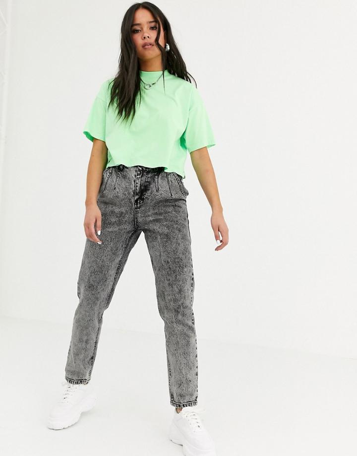 Signature 8 Pleat Detail Mom Jeans - Black