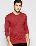 Asos Crew Neck Sweater In Red Twist Cotton - Red Twist