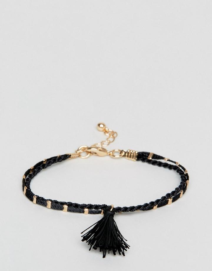 Asos Multirow Tassel Friendship Bracelet - Black