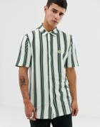 Le Breve Striped Short Sleeve Shirt - Green