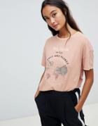 Pull & Bear Take Care Planet T-shirt In Rust - Red