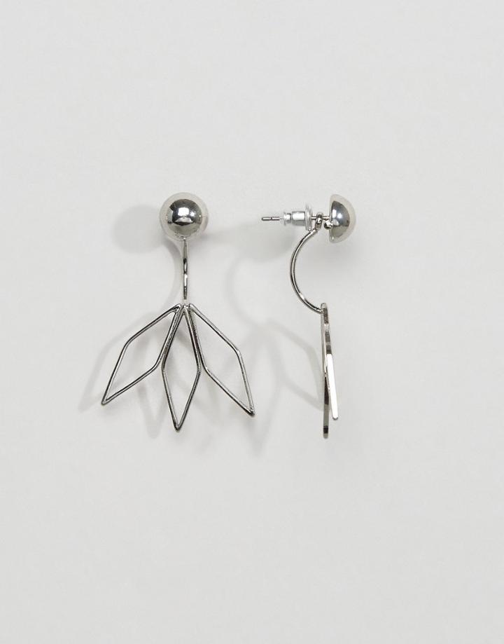 Asos Open Leaf Swing Earrings - Silver