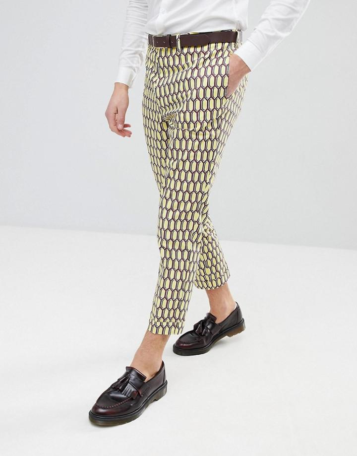 Devil's Advocate Geometric Print Cropped Pants - Yellow