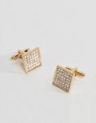 Asos Gold Plated Cufflinks With Crystals - Gold