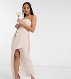 Tfnc Petite Bridesmaid Exclusive Pleated Maxi Dress In Gray-grey
