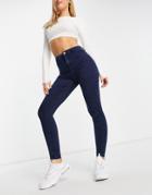 Miss Selfridge Steffi Super High Waist Skinny Jeans In Dark Blue-blues