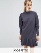 Asos Petite Sweat Dress With Dropped Hem - Gray