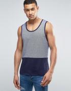 Threadbare Fine Stripe Cut And Sew Tank - Navy