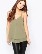 New Look Double Layer And Strap Cami - Green