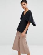 Asos Top With Cape Sleeve - Black