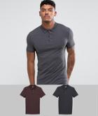 Asos Extreme Muscle Fit Polo 2 Pack Save - Multi