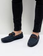 Dune Driving Shoes In Navy Suede - Blue