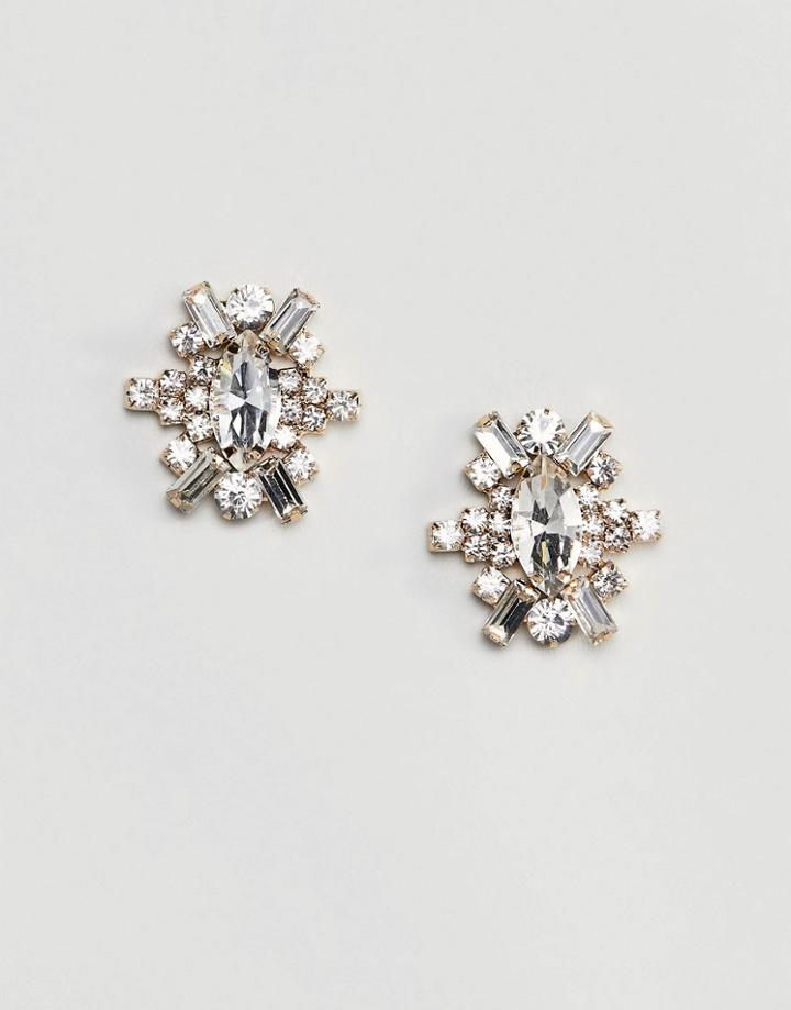 True Decadence Oval Embellished Stud Earrings - Gold