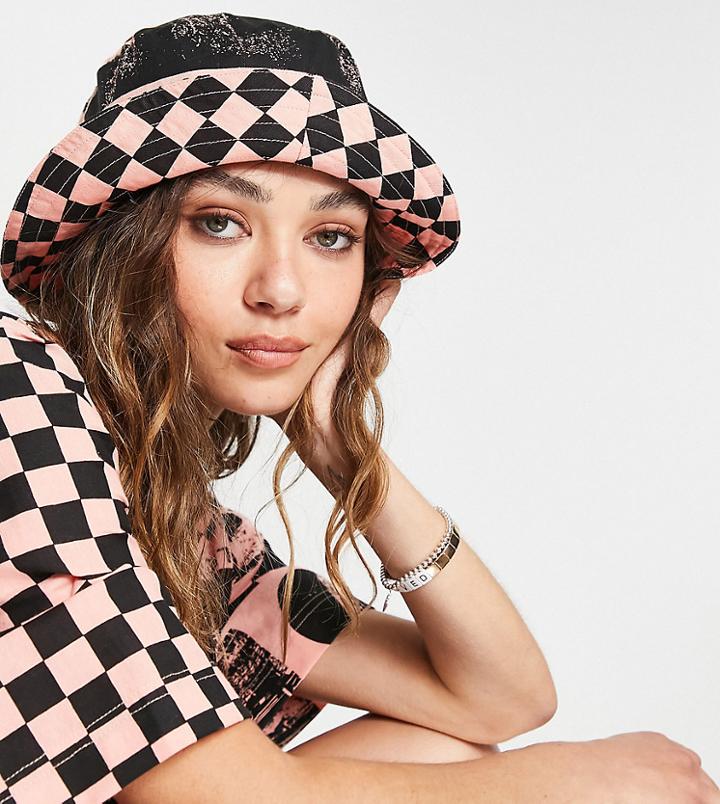 Collusion Reversible Bucket Hat In Checkerboard Print-multi