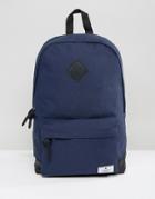 Asos Backpack In Navy Canvas With Faux Leather Base - Navy