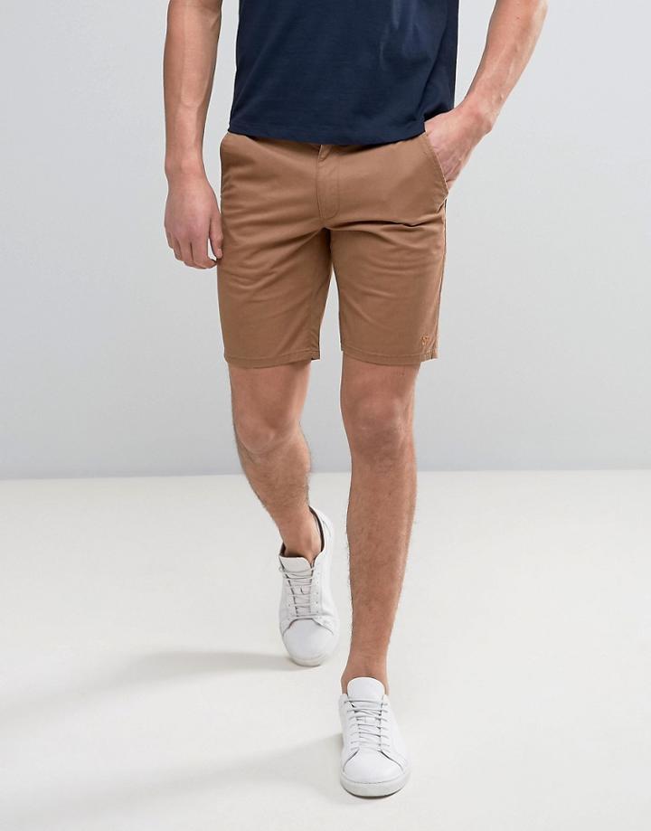 Farah Hawk Straight Chino Shorts In Camel - Tan