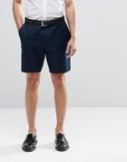 Asos Slim Shorts In Washed Cotton - Navy