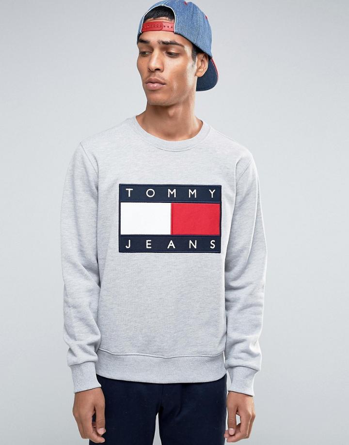 Tommy Jeans 90s Crew Sweatshirt In Gray Marl - Gray