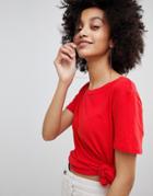 Bershka Basic Tee - Red