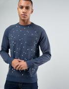 Esprit Sweat With Raglan Sleeve And All Over Print Detail - Navy