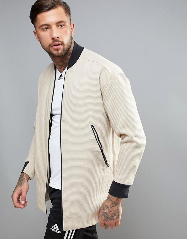 Adidas Longline Bomber In Beige Bq1336 - Beige