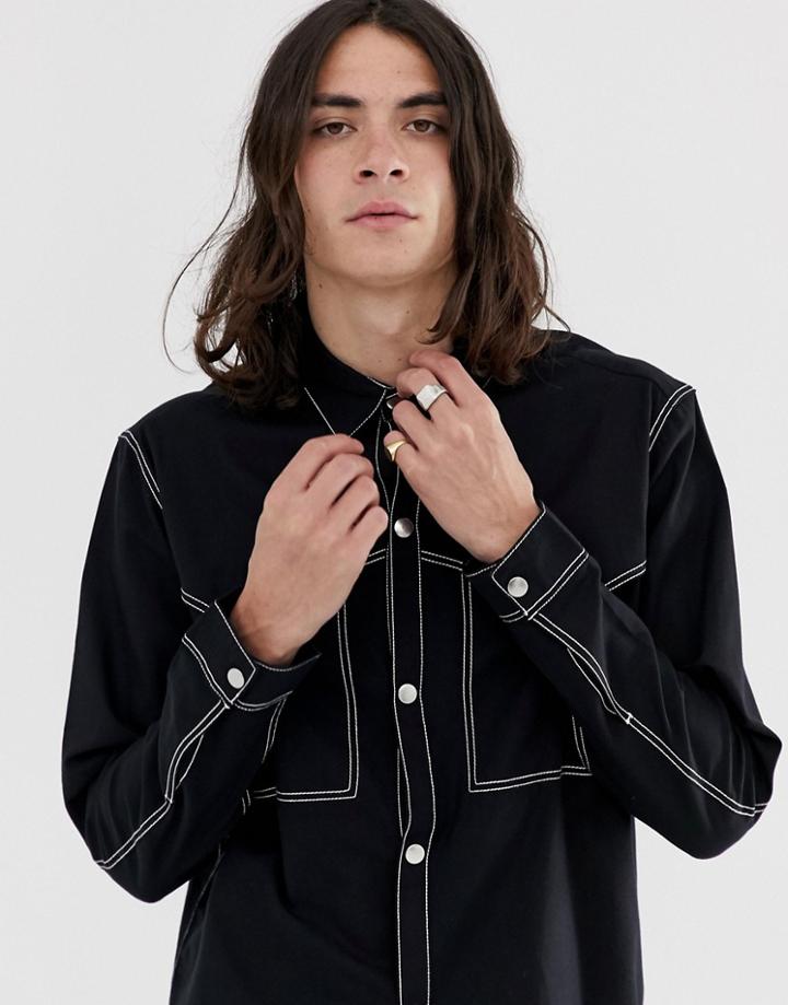 Weekday Spinn Western Shirt In Black - Black
