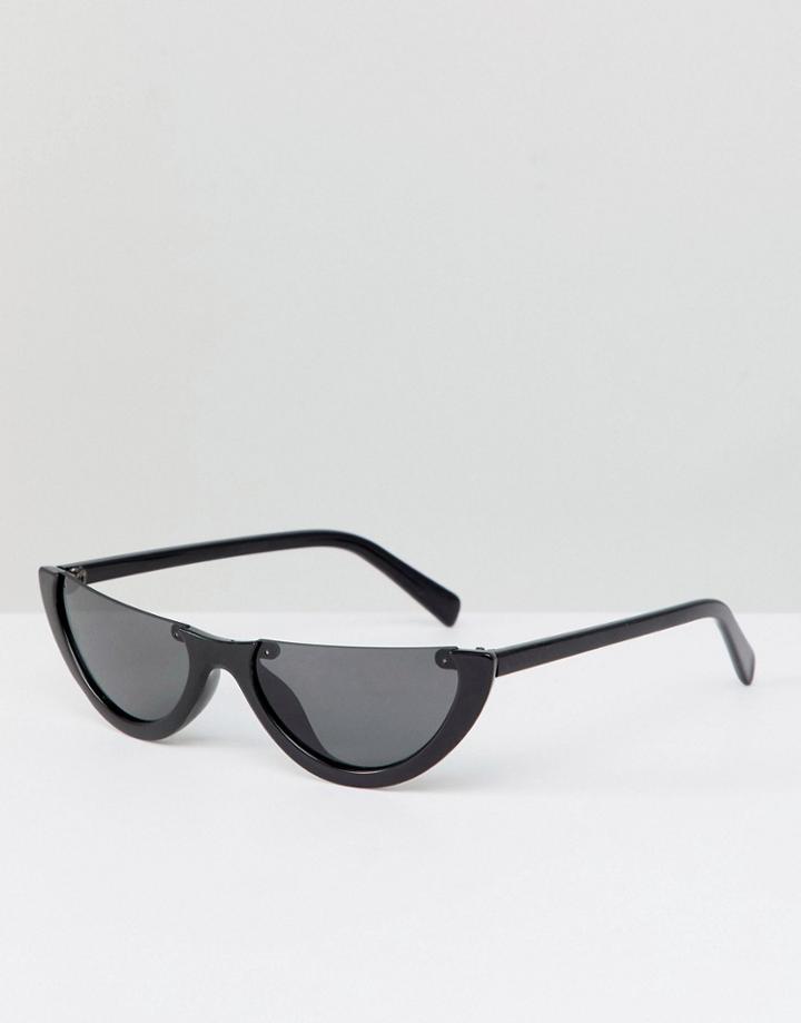 Vero Moda Half Cut Slim Retro Sunglasses - Black