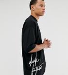 Asos Design Tall Oversized Heavyweight T-shirt With Dark Future Logo - Black