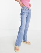 Jdy High Rise Flare Jeans In Mid Wash-blue