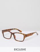 Reclaimed Vintage Square Glasses - Brown
