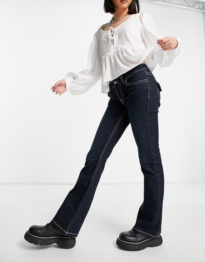 Topshop Y2k Flare Jeans In Indigo-blues