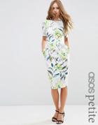 Asos Petite Wiggle Dress In Watercolour Floral Print - Multi